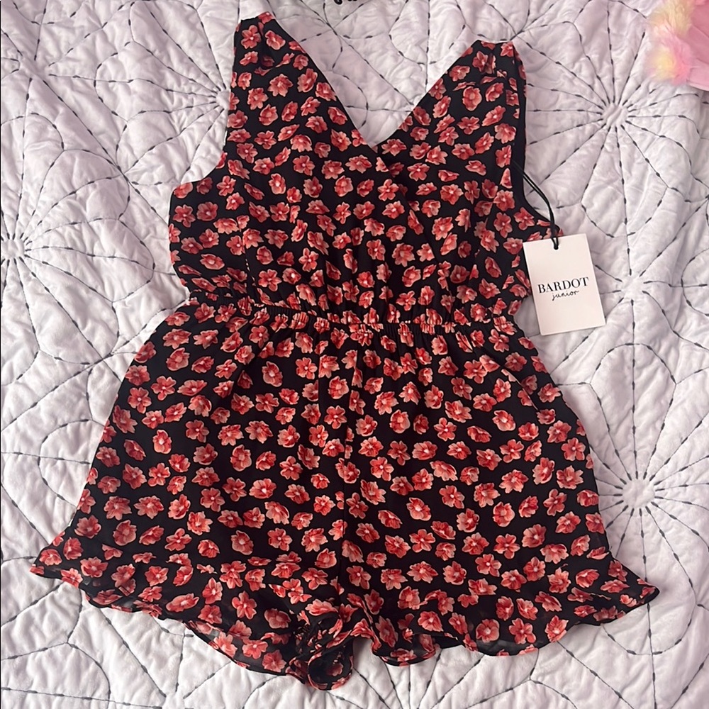 Bardot Kids Floral Romper - Black and Red